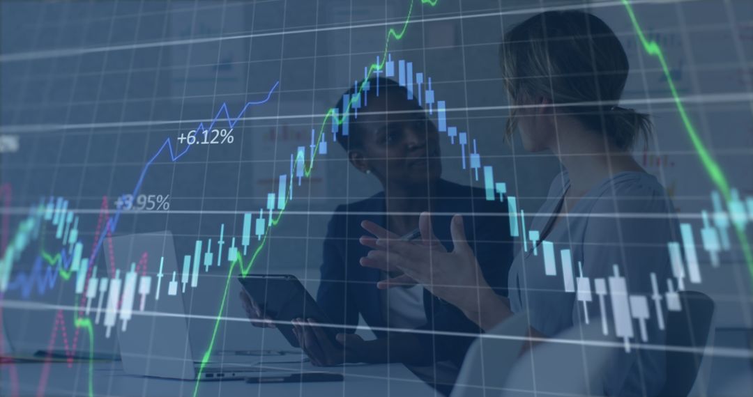 Businesspeople Analyzing Financial Data on Digital Graph