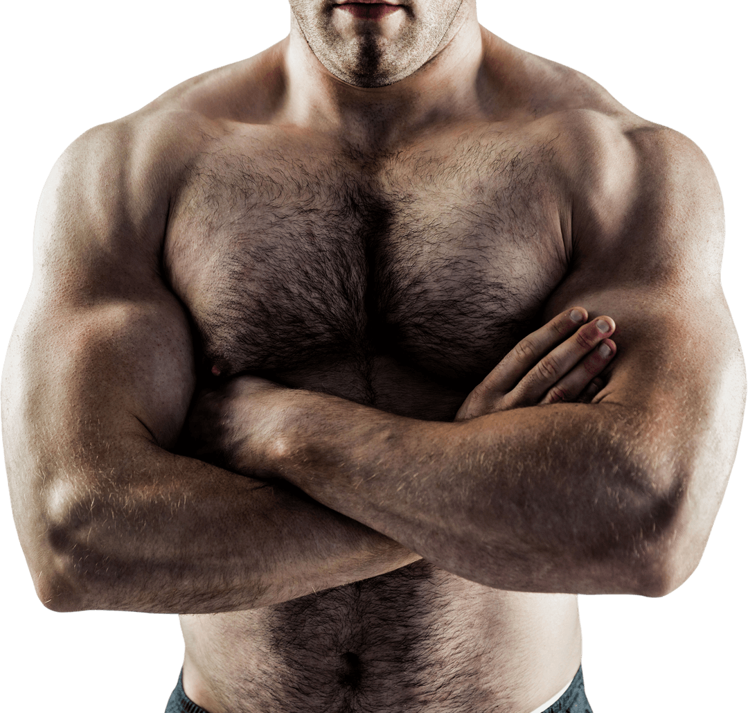 Transparent Muscular Male with Defined Chest and Arms