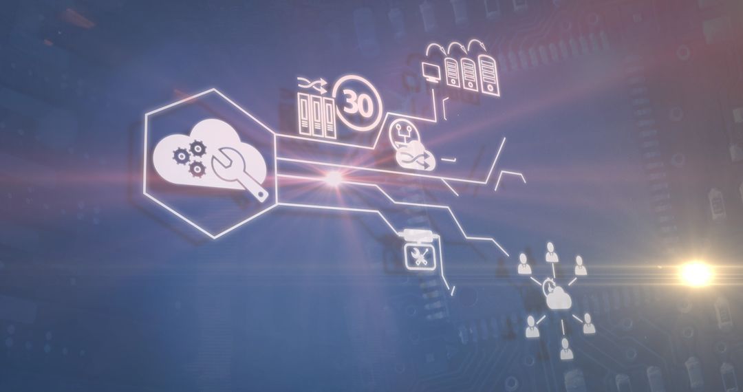 Digital Business Network Icons on Technology Background