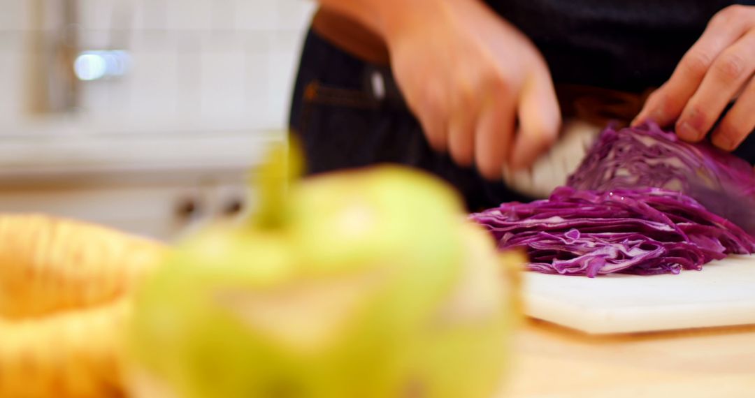 Cooking Preparation with Chopping Red Cabbage - Free Images, Stock Photos and Pictures on Pikwizard.com