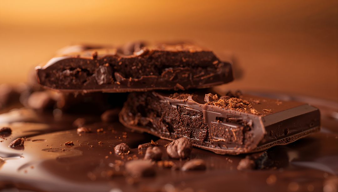 Rich Dark Chocolate and Melted Cocoa with Crumbs