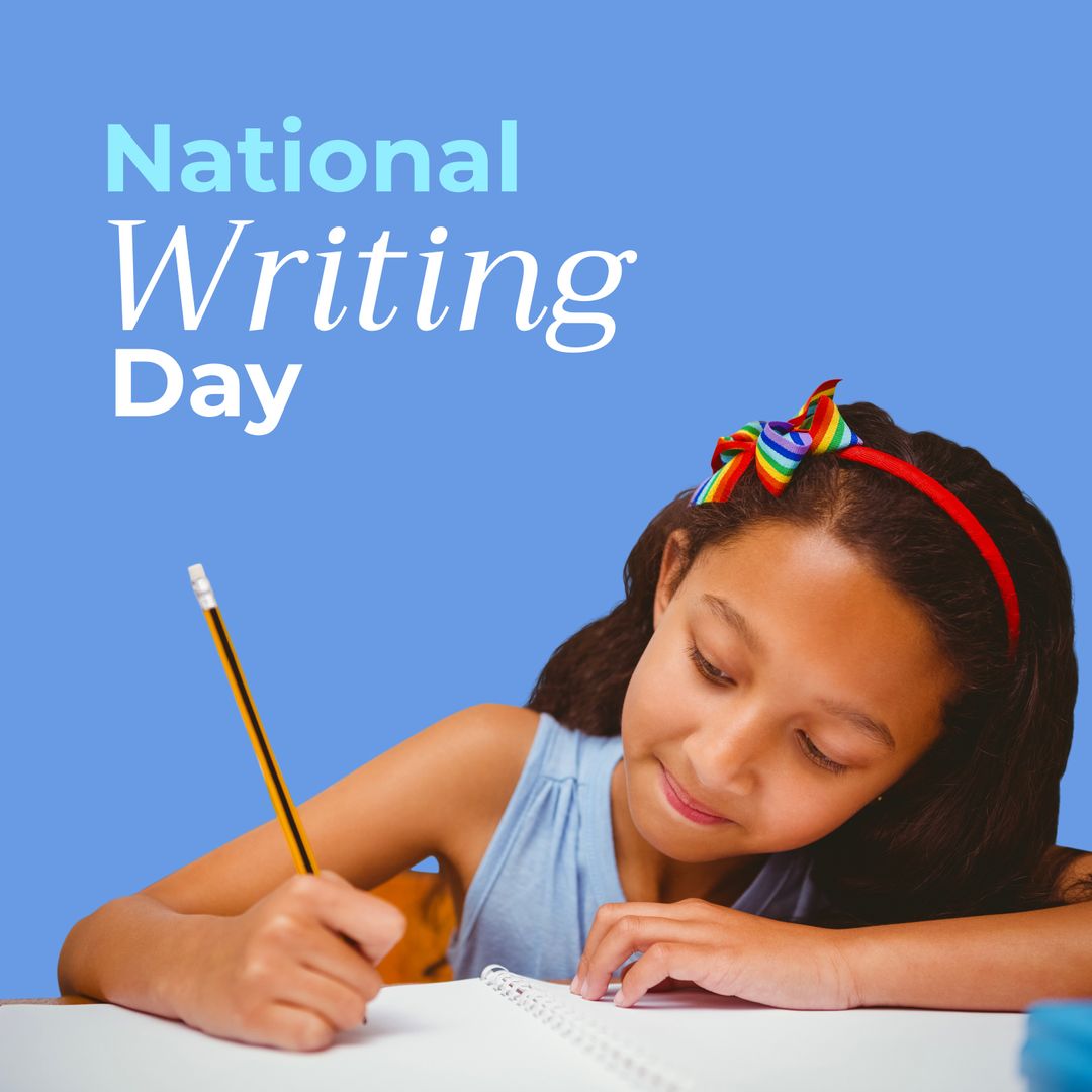 Young Girl Celebrating National Writing Day with Creativity