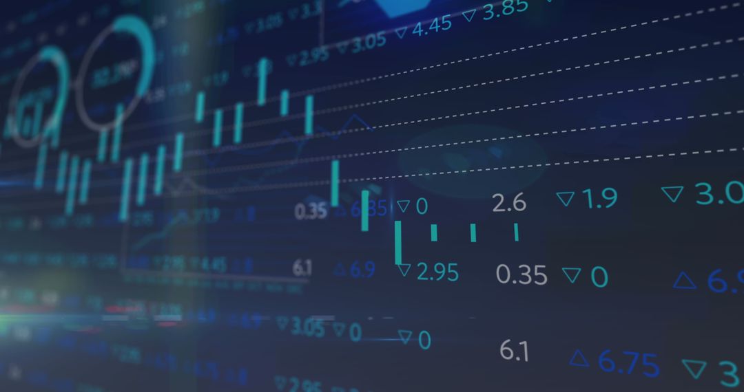 Financial Data Visualization on Digital Blue Background