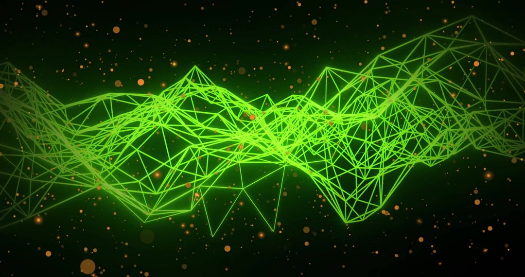 Abstract Digital Network with Glowing Green Lines and Data Nodes