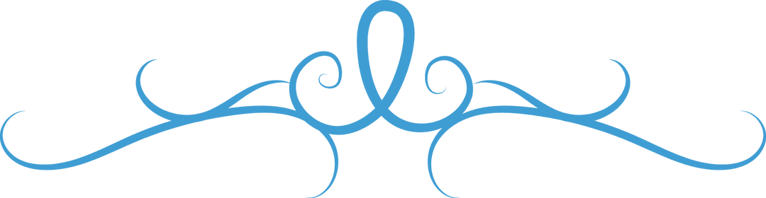Blue Ornamental Flourish on Transparent Background
