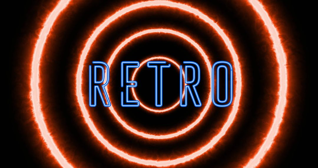 Vibrant Neon Retro Text Over Electrifying Circles