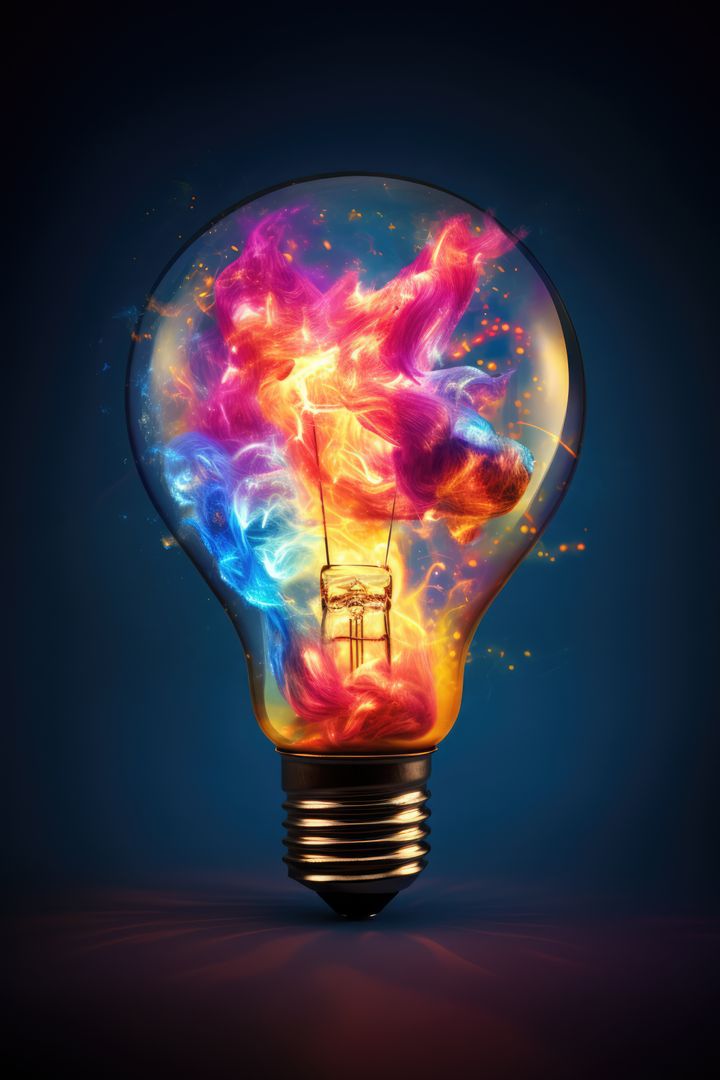 Conceptual Light Bulb with Vibrant Flames Inside - Free Images, Stock Photos and Pictures on Pikwizard.com