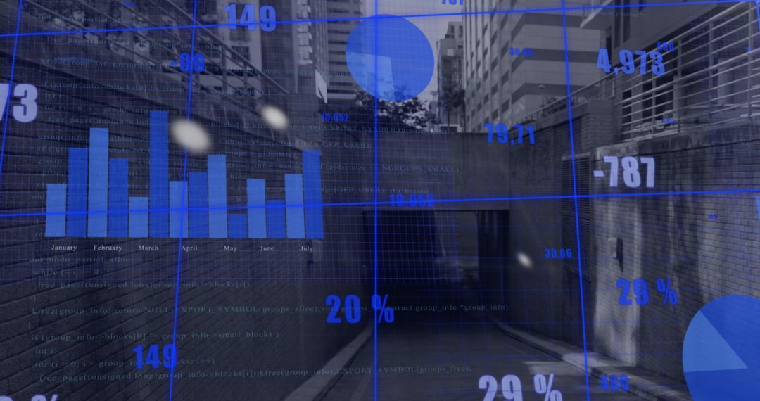Modern Business Data Overlay on Urban Landscape