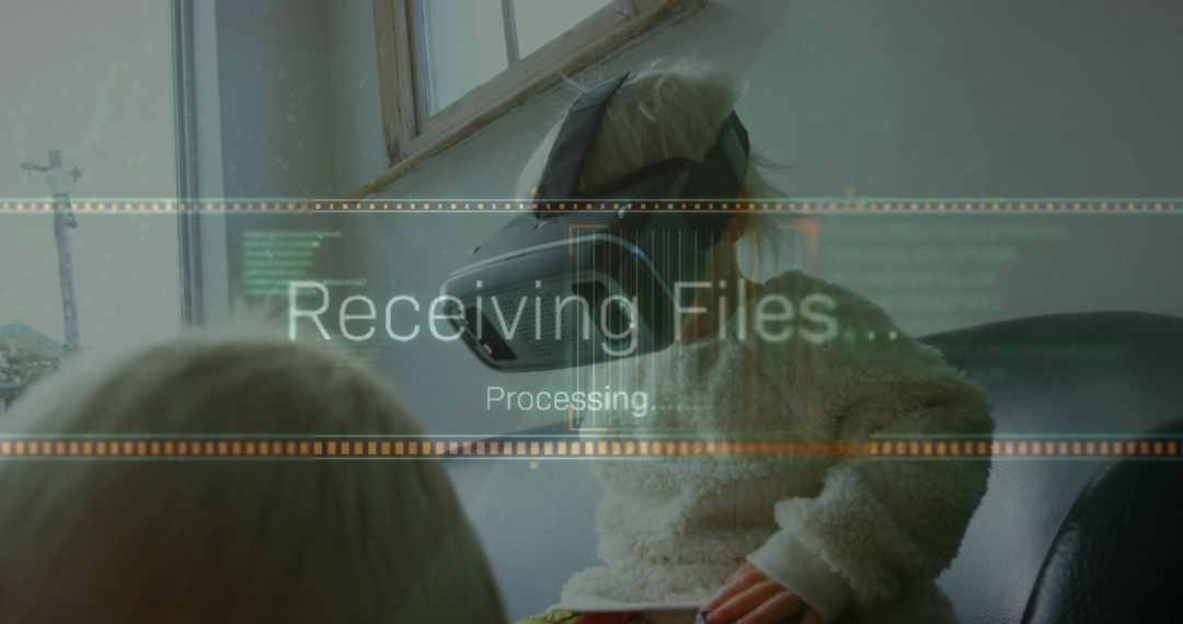 Caucasian Girl Exploring Digital World with VR Headset