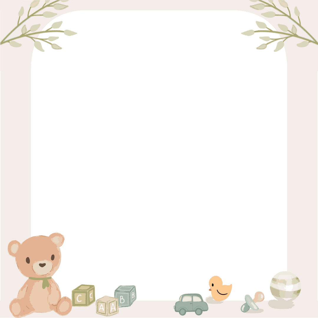 Transparent Baby Frame with Pastel Toys and Vine Border