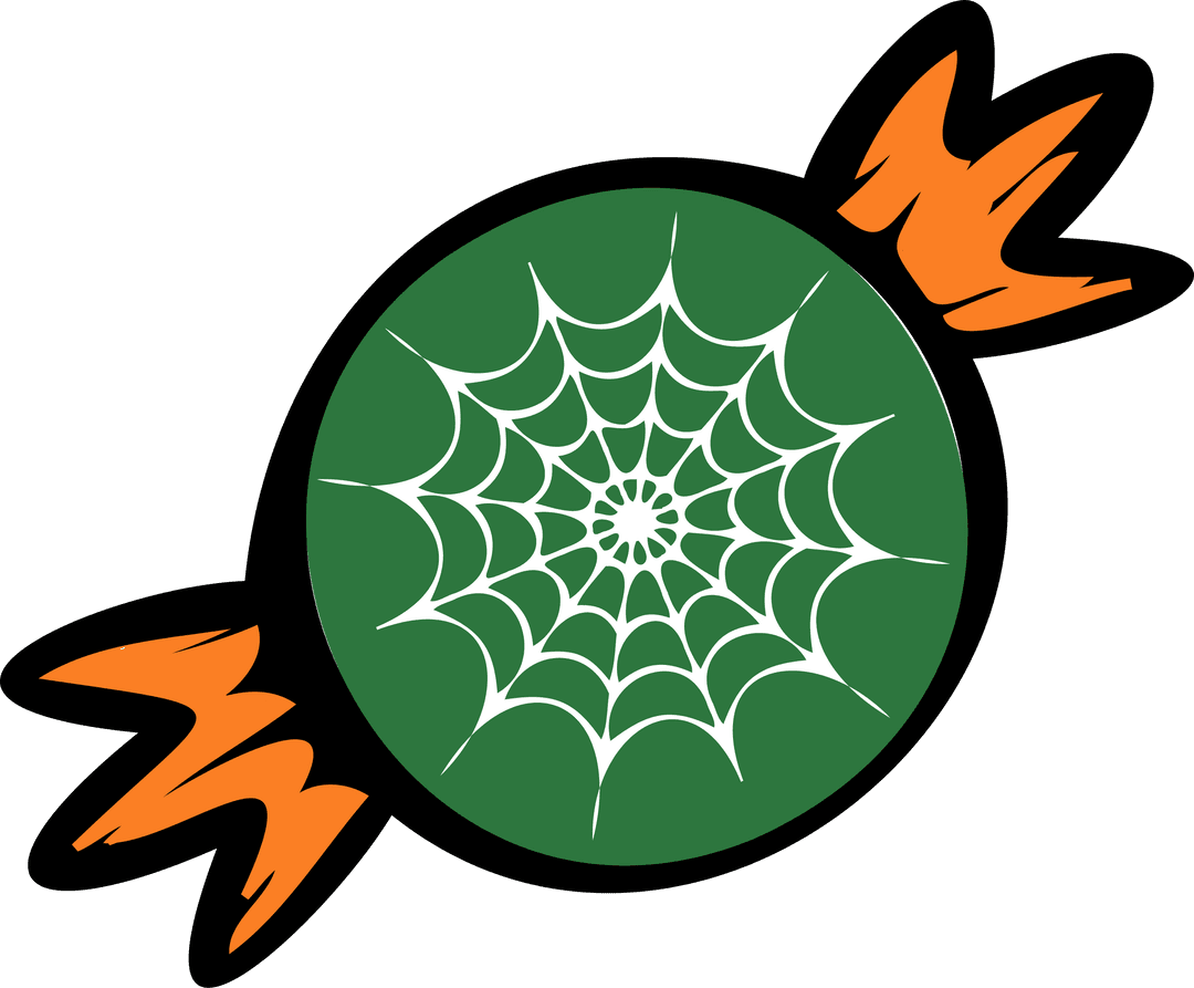 Transparent Candy Green Wrapper with Spiderweb and Orange Flares