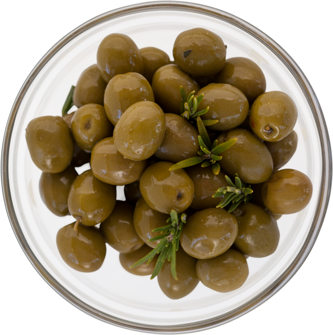 Transparent Bowl of Seasoned Green Olives Top View Close-Up - Download Free Stock Images Pikwizard.com