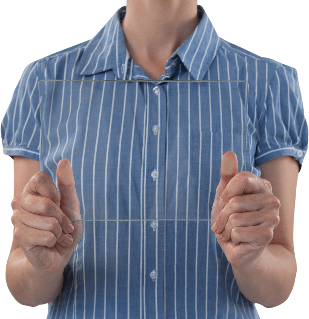 Professional Holding Futuristic Transparent Tablet