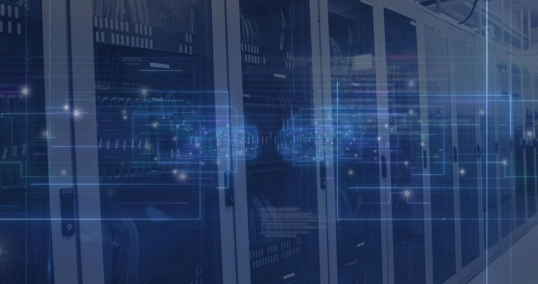 Futuristic Data Streams Flowing Over Network Servers