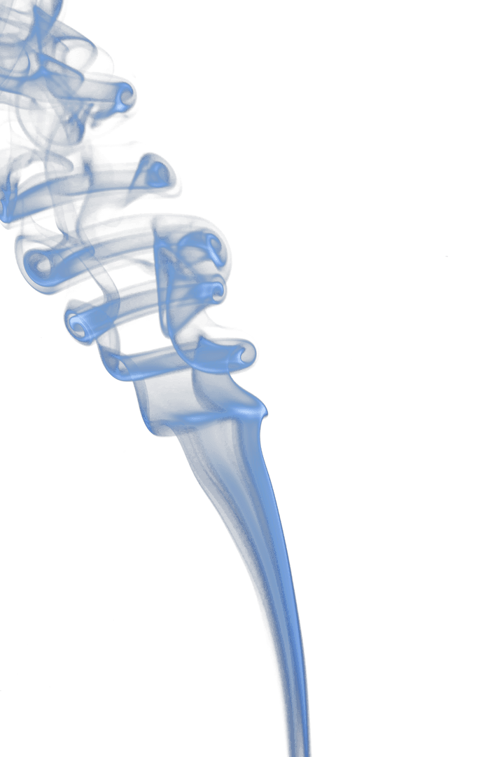 Ethereal Blue Smoke Swirling on Transparent Background