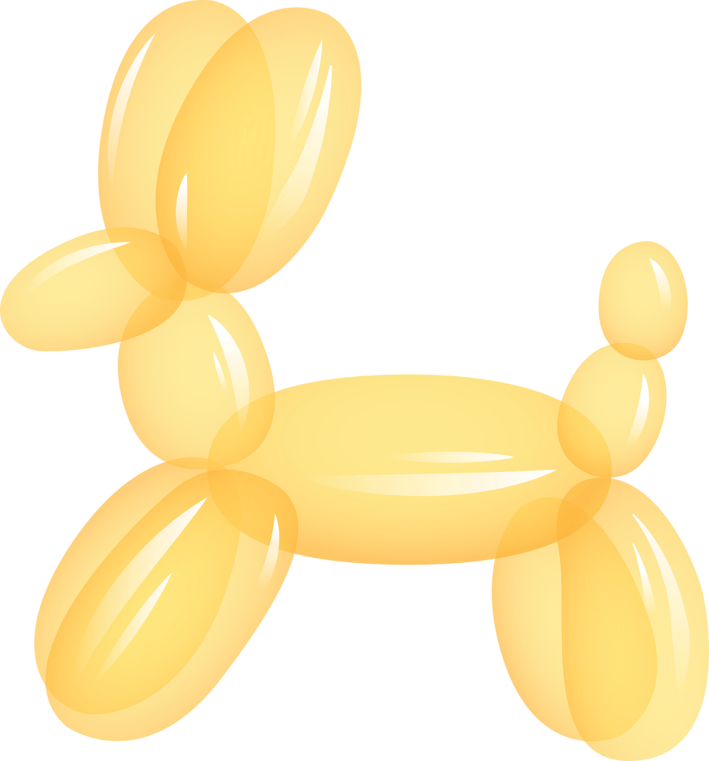 Yellow Balloon Dog Illustration on Transparent Background - Download Free Stock Images Pikwizard.com