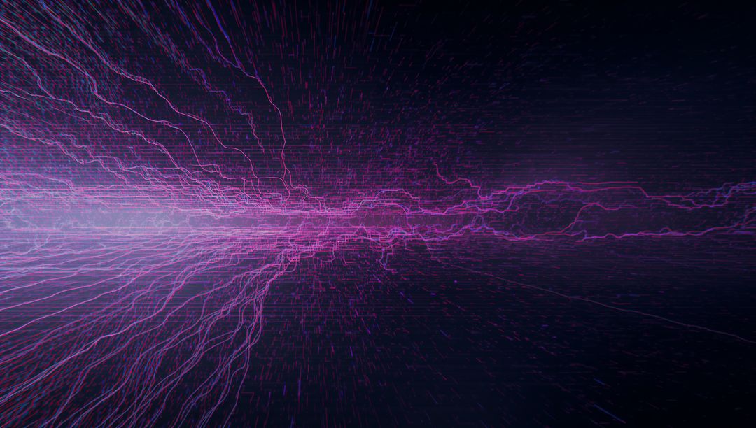 Neon Purple Digital Light Trails in Futuristic Space