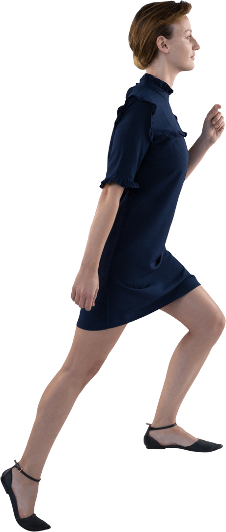 Transparent Businesswoman Walking Forward Step Motion PNG