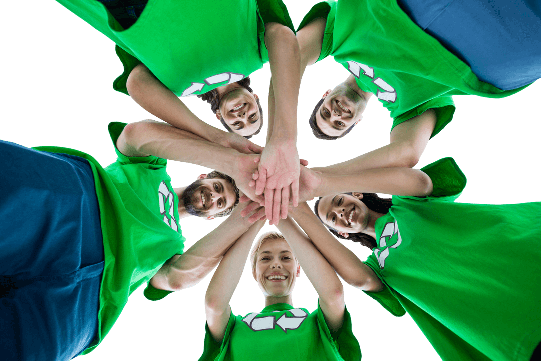 Eco-Friendly Team United in Recycling on Transparent Background