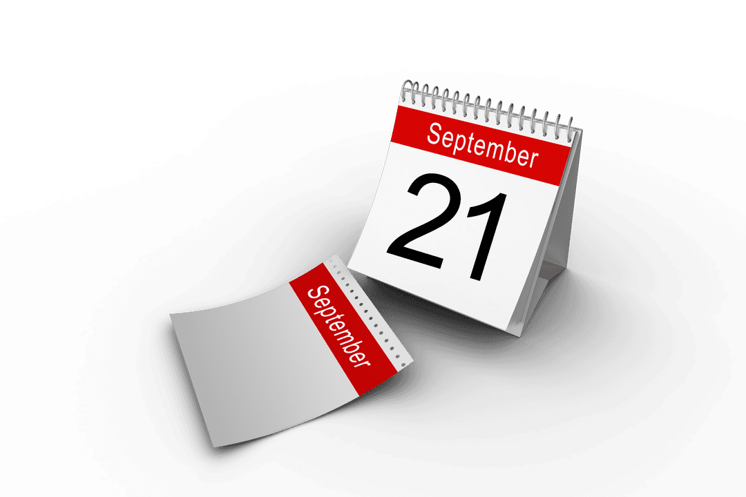 Transparent Calendar Page for September 21