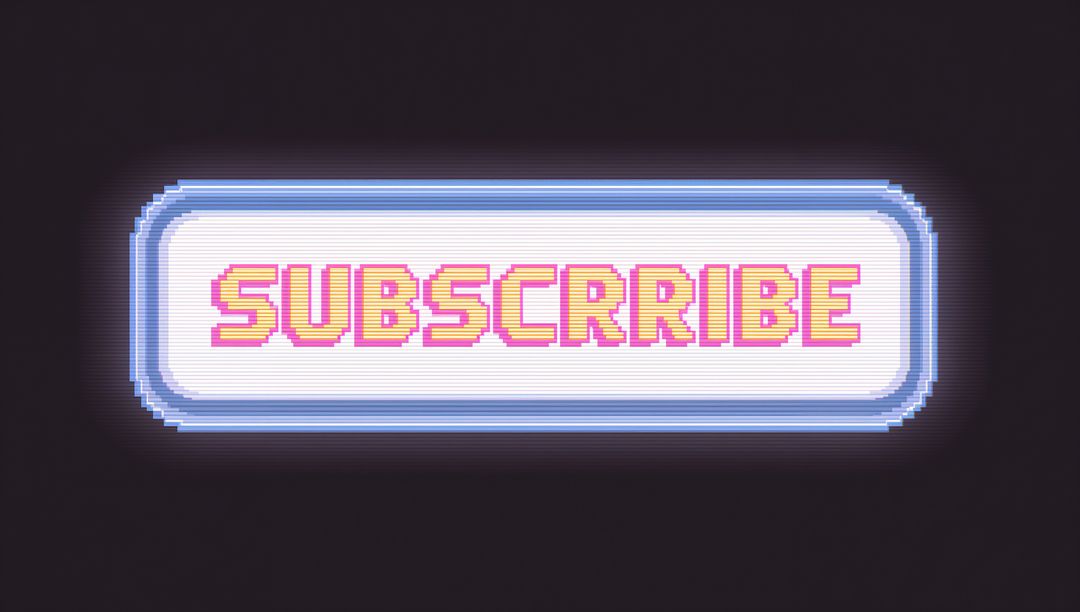 Pixel-Art Subscribe Button with Neon Glow and Scanlines — Retro 8-bit UI Element