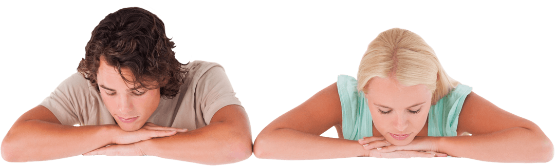 Attractive Couple Resting Dreamily with Blank Expression Transparent Background