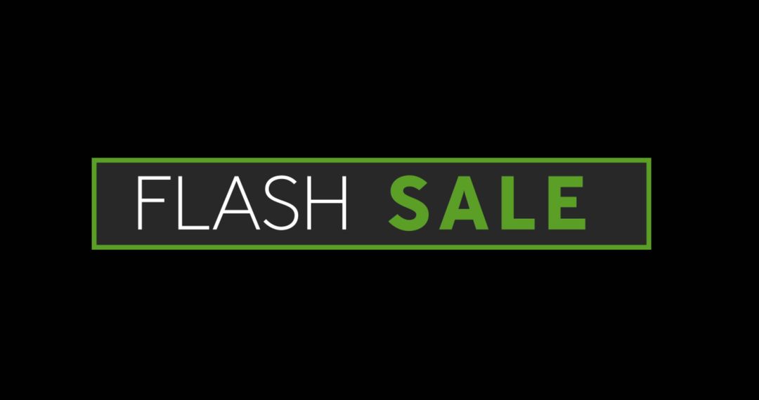 Flash Sale Banner with Bold Green Text on Black Background