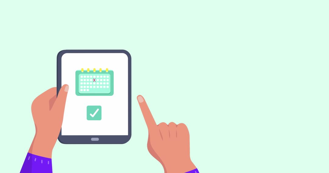 Person Using Calendar App on Tablet for Scheduling and Planning