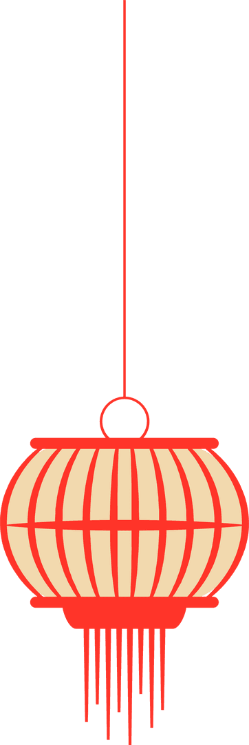 Red and Beige Paper Lantern Ornament on Transparent Background