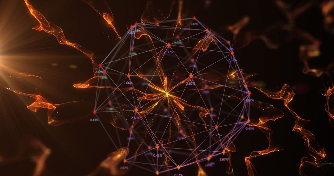 Glowing Network Sphere with Digital Connections Highlights