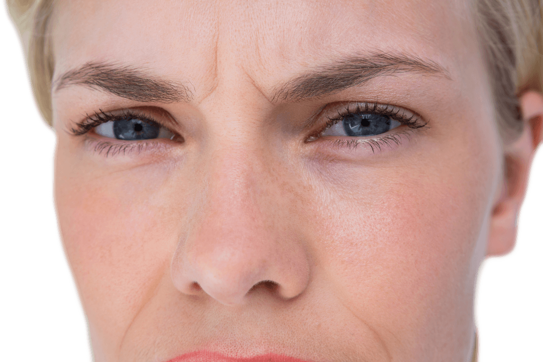 Intense Eyes of Businesswoman on Transparent Background