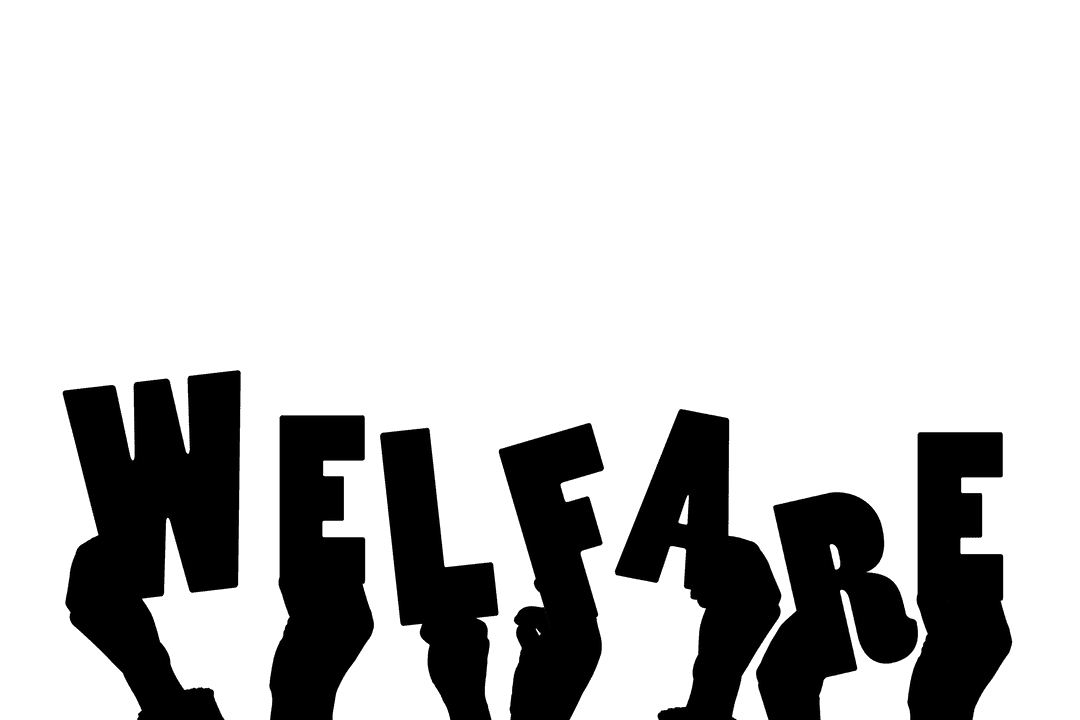 Hands Holding Welfare Text Silhouette on Transparent Background