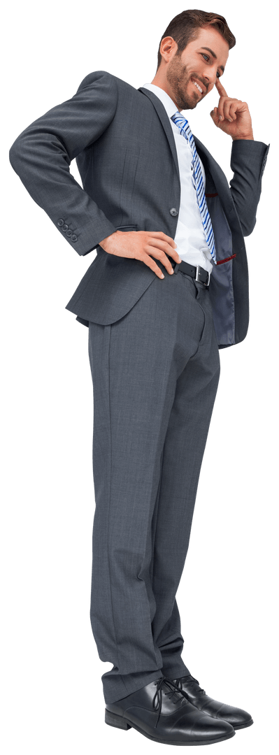 Confident Caucasian Businessman Pondering Blank Transparent Background