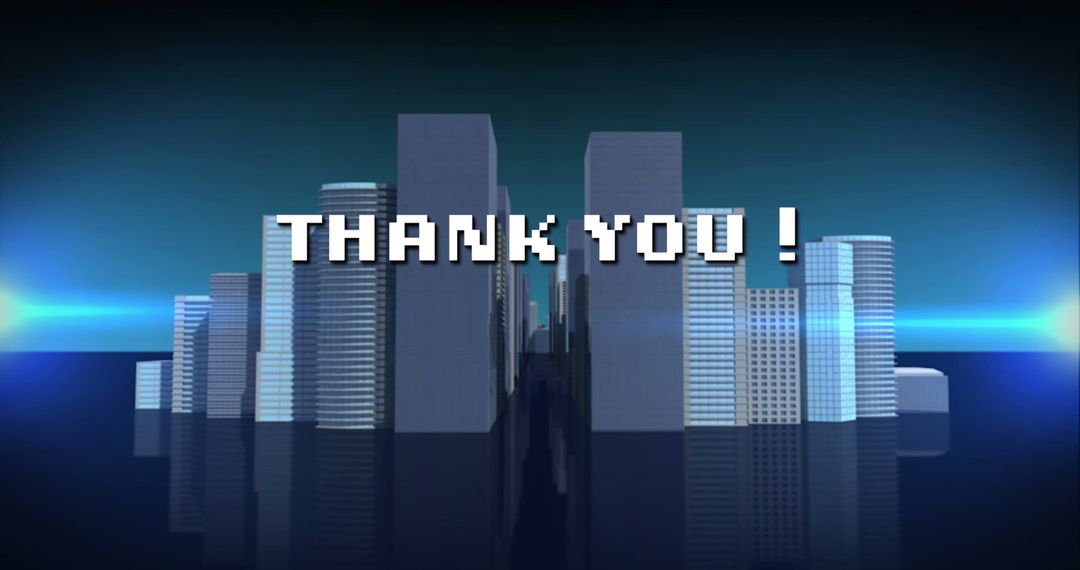 Digital Cityscape with Thank You Message
