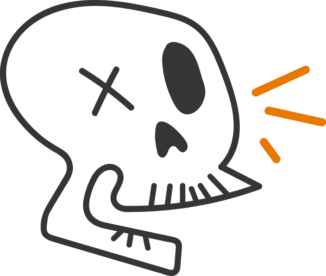 Playful Skull Emitting Sound on Transparent Background