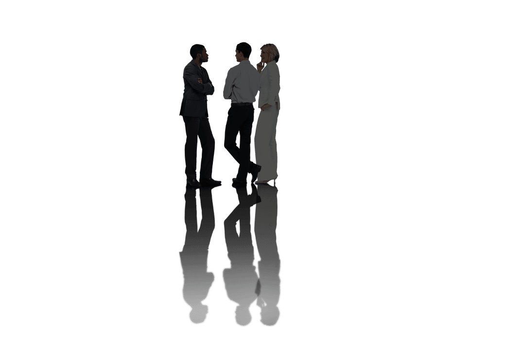 Diverse Business Team with Reflection on Transparent Background