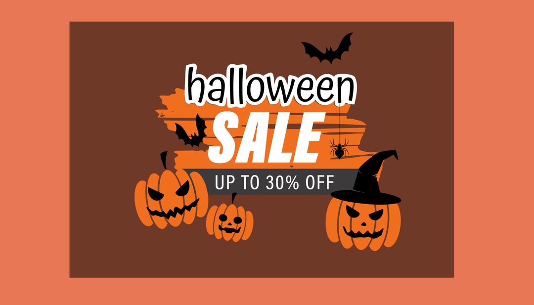 Halloween Sale Banner with Pumpkins and Bats Graphic