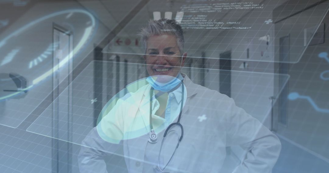 Doctor Analyzing Futuristic Digital Healthcare Technology