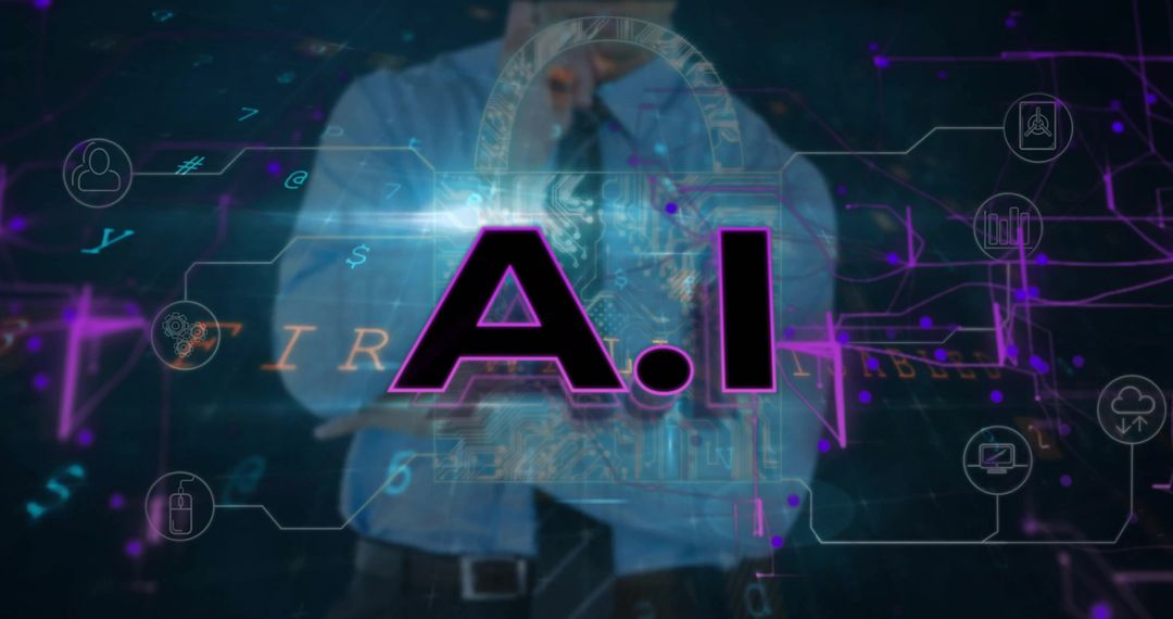 Cybersecurity and Artificial Intelligence Concept with Businessman