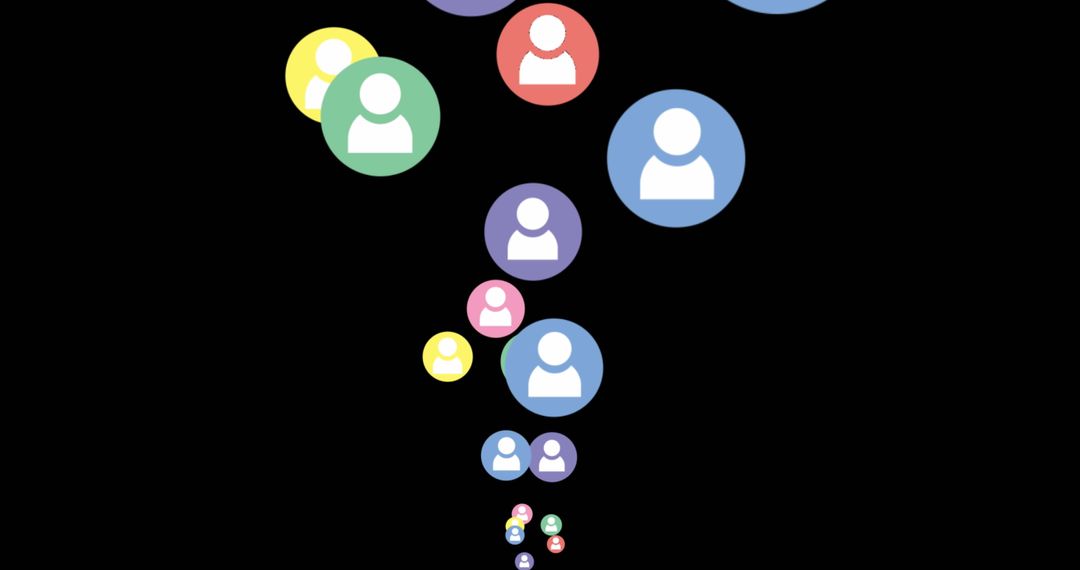 Colorful Circles with Profile Icons on Black Background