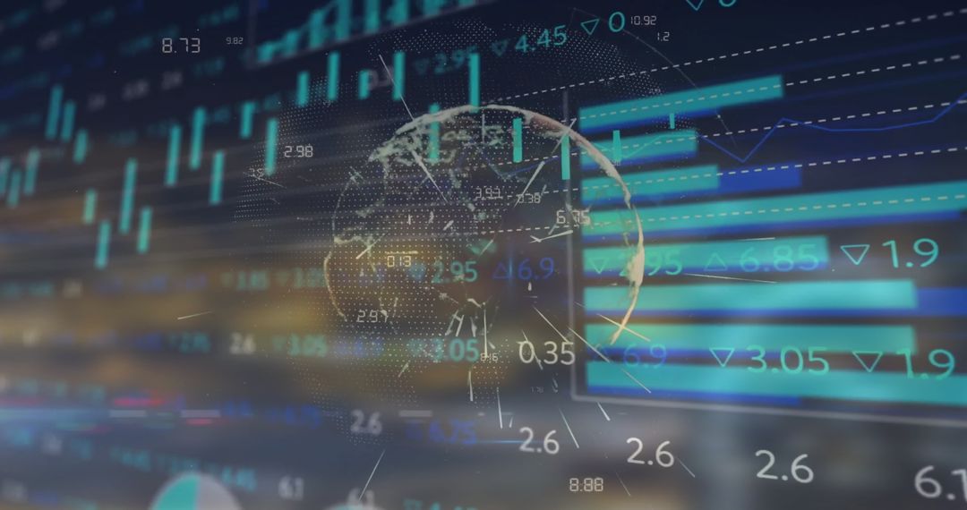 Global Data Networks and Financial Market Analysis Concept