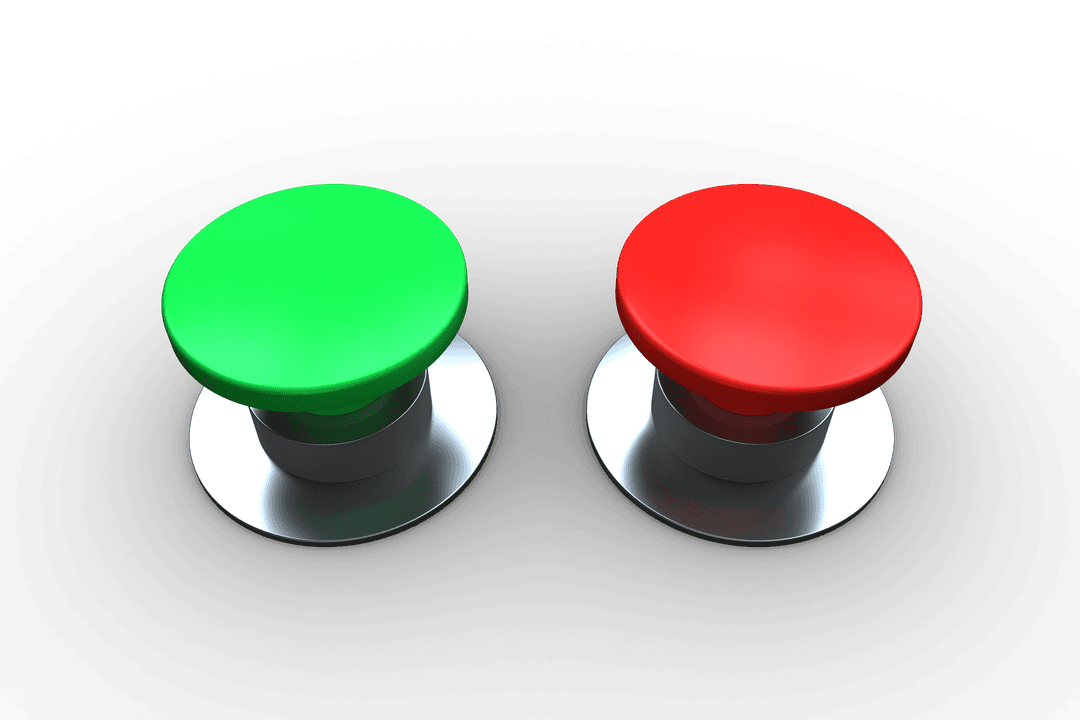 Transparent Red and Green Push Buttons Icon Isolated