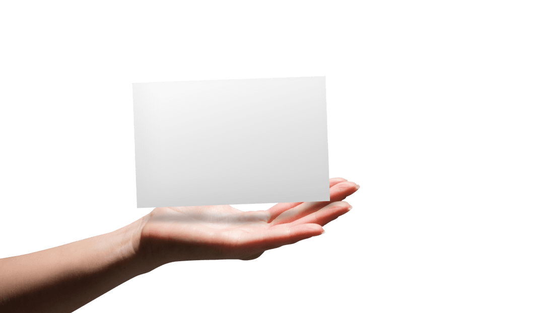 Transparent Card Floating Above Female Hand Isolated on Black Background