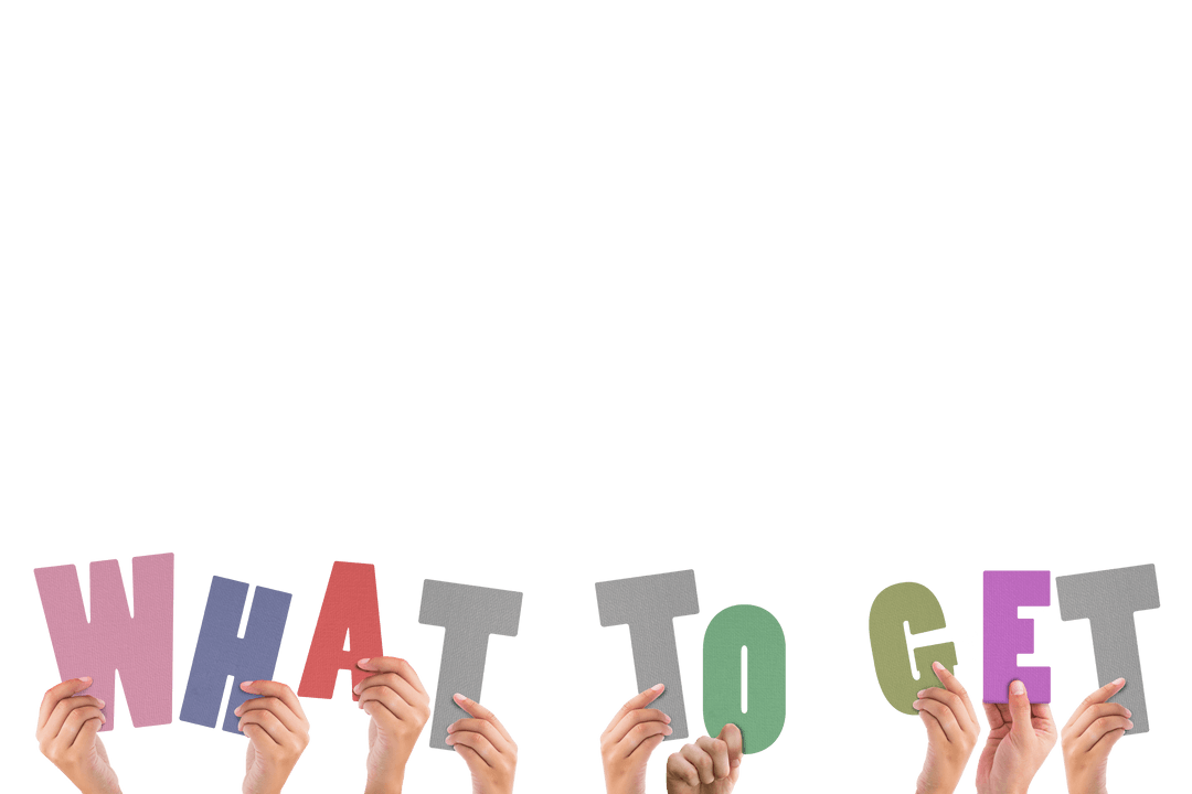 Transparent Hands Holding Colorful What To Get Text