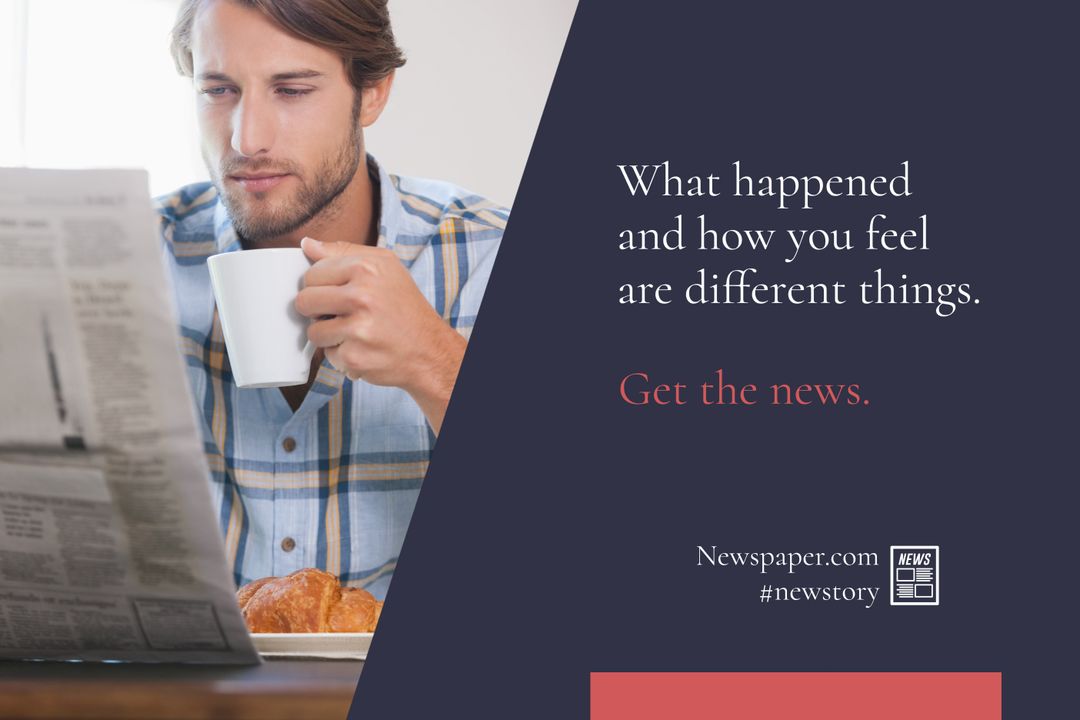 Man Reading Newspaper with Morning Coffee for Informed Routine