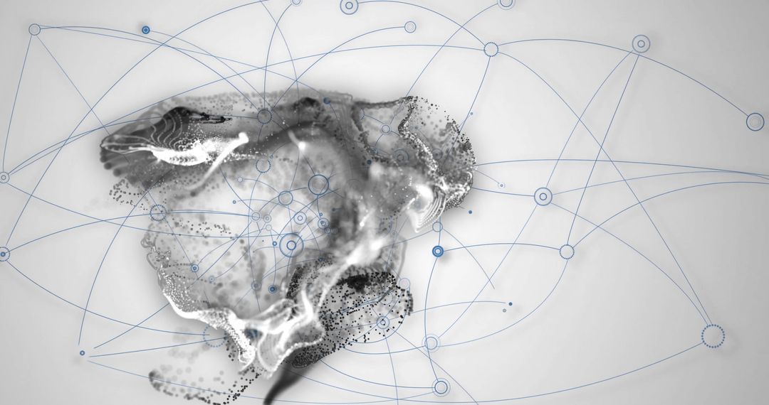 Futuristic Network with Grayscale Animal Illustration