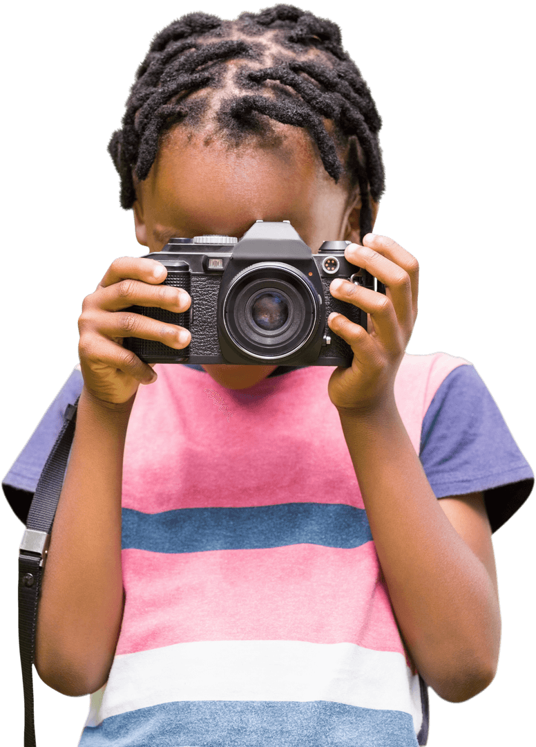 Transparent Image of Young Boy Taking Photo with DSLR Camera