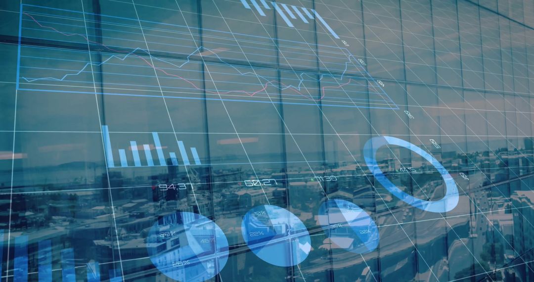 Abstract Financial Data Overlay on Cityscape