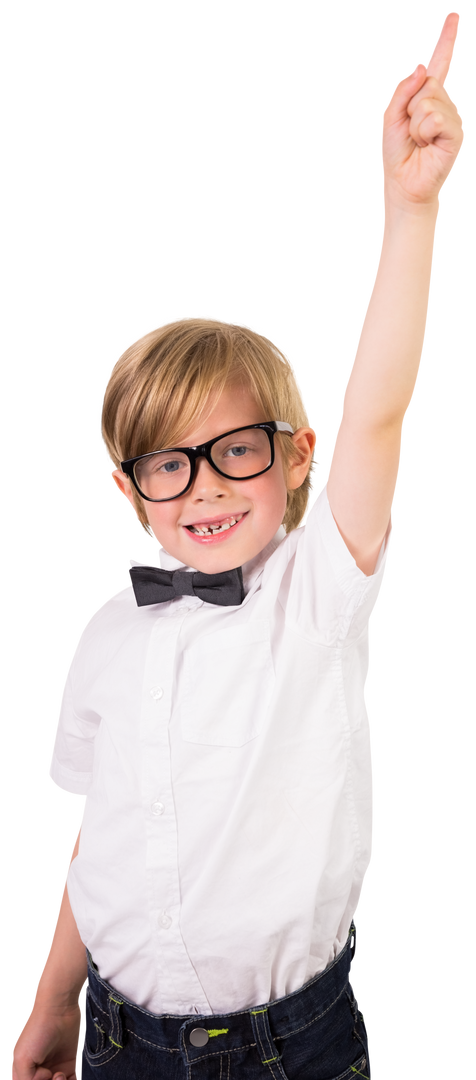 Cheerful Schoolboy Raising Hand on Transparent Background - Download Free Stock Images Pikwizard.com