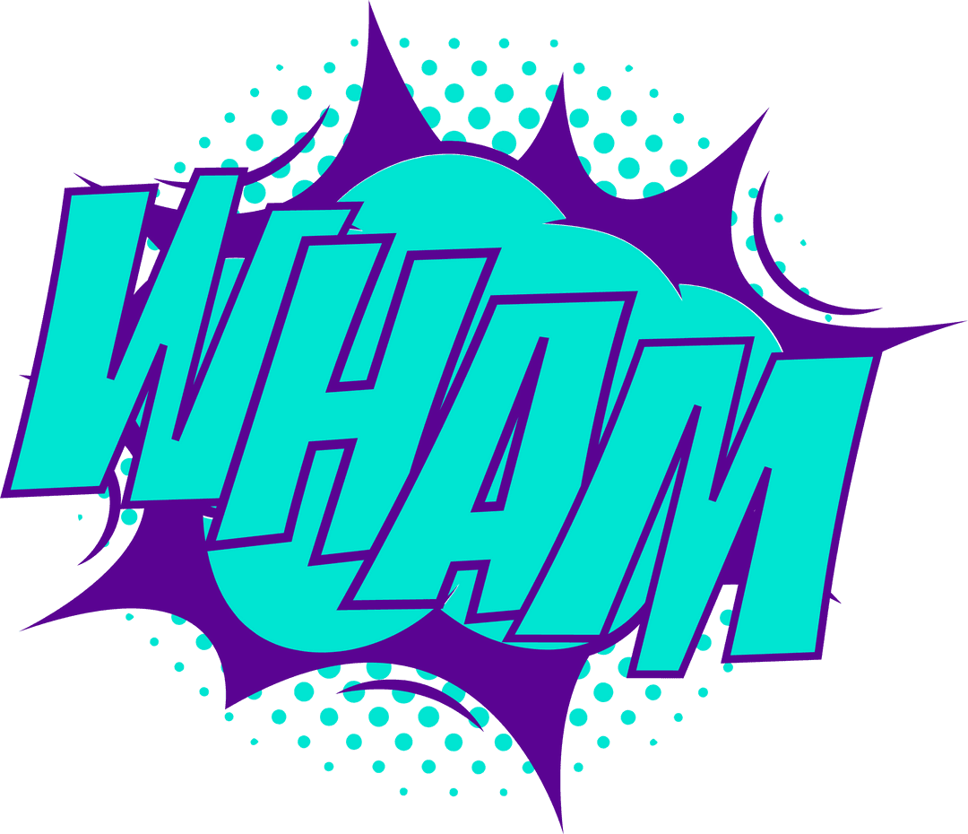 Vibrant WHAM Comic Book Artistic Text Transparent Background